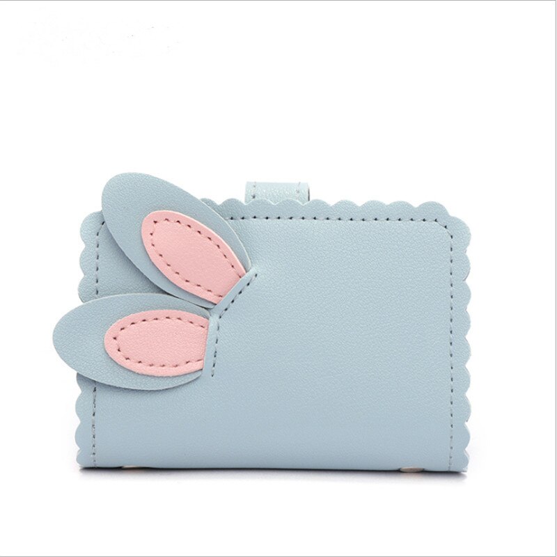 Nouvelle mignon porte-monnaie Mini portefeuille pour fille femmes polyvalent en cuir portefeuille Kawaii changement sac à main: Light Blue