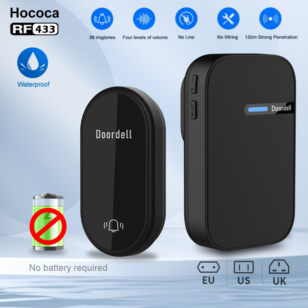 Acrylic Lens Battery Free Waterproof Self Powered Doorbell High Volume Wireless Electronic Emergency Call Device