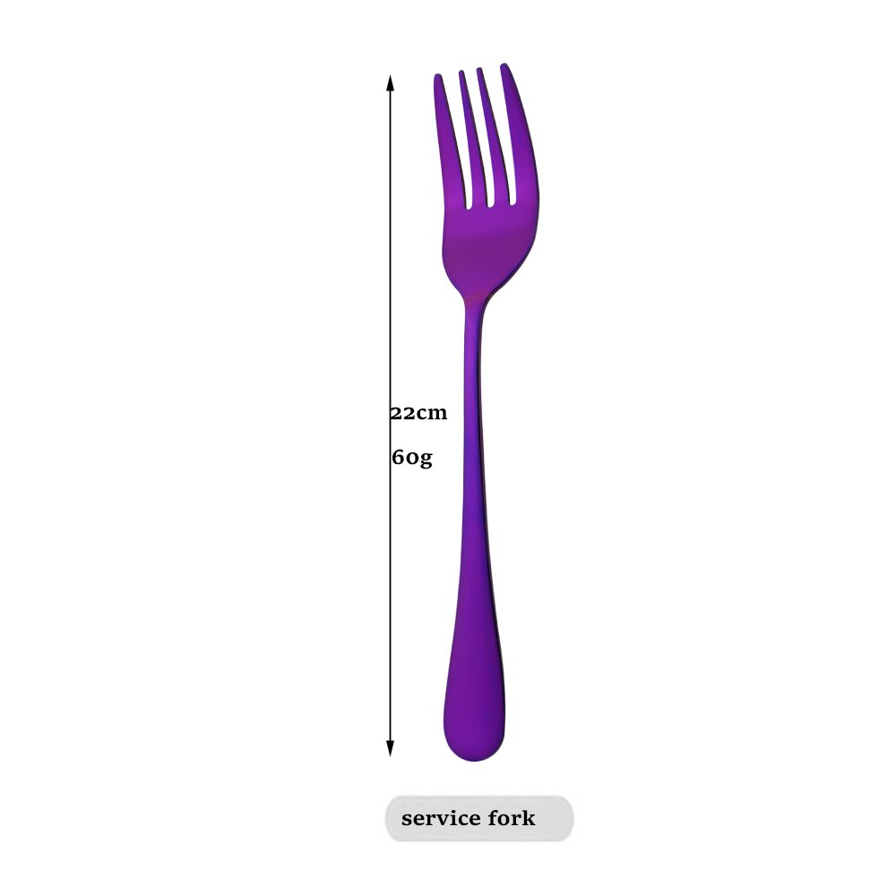 Mirror Kitchen Dinnerware Dinner Public Fork Restaurant Stainless Steel Distributing Fork Buffet Serving Fork Accessories Tools: 1Pcs Purple