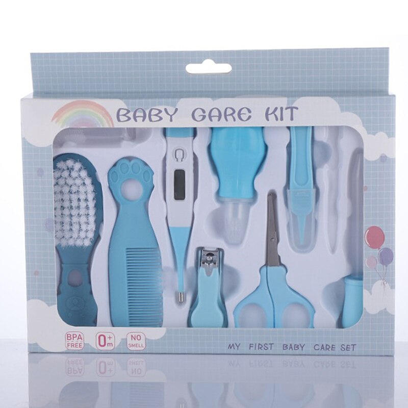 10 unids/set portátil de atención de la salud de uñas de bebé Trimmer Kit de salud bebé Kit de aseo clavo Clipper seguridad cuidado conjunto: Azul