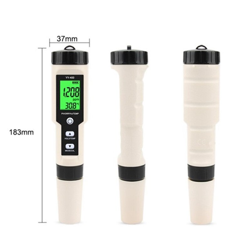 YY-400 PH/ORP/H2/TEM Hydrogen Ion Concentration Water Test Pen Digital Water Meter (Backlight)