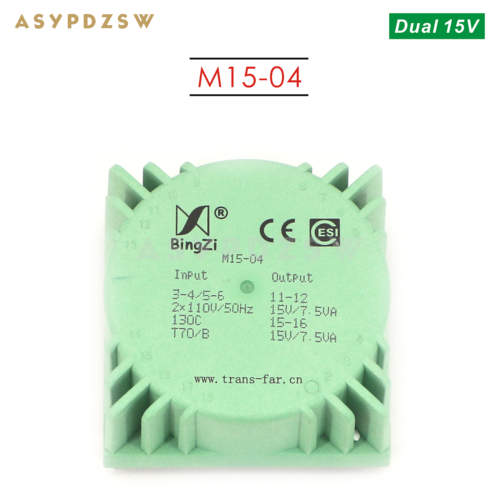 M15 AC 110x2 IN 15VA Epoxidversiegelter Topf-Ringkerntransformator 15W AC 9V ---- 24V (optional): Khaki