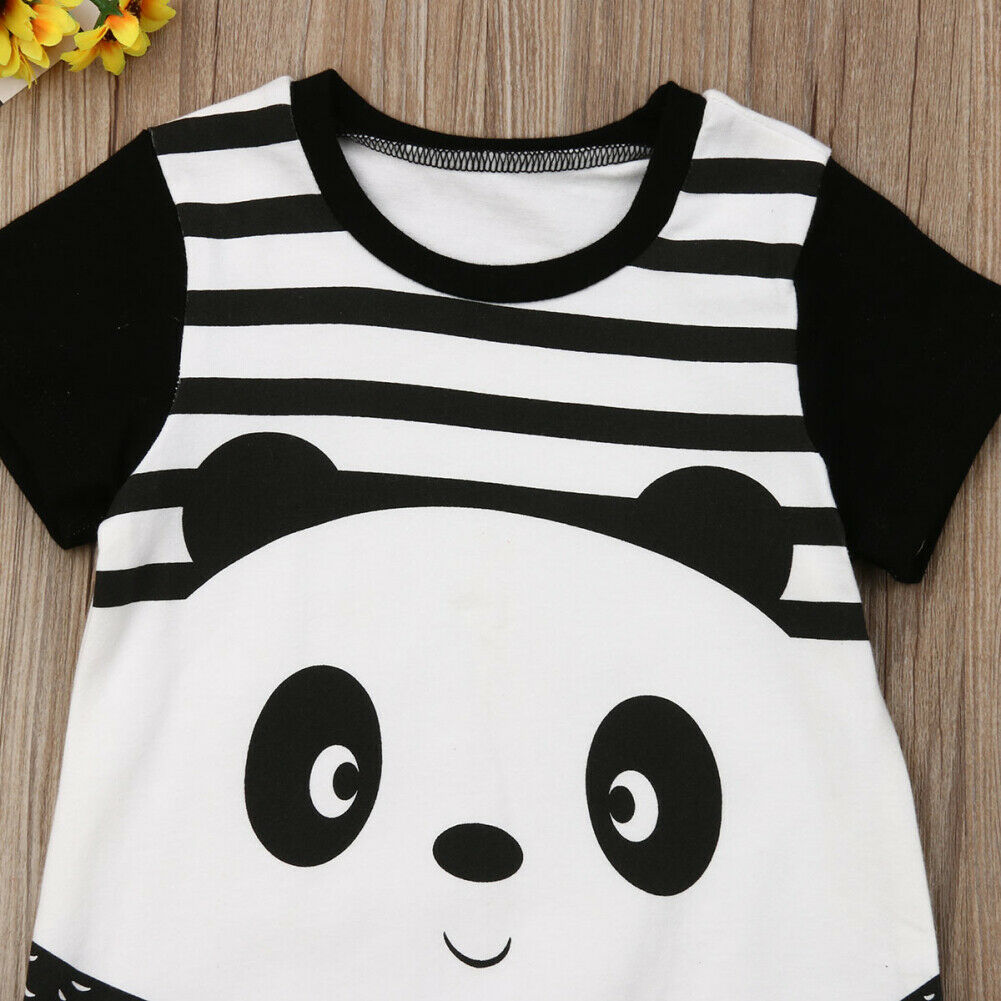 Snavs vest solopgang Baby sommer tøj nyfødt småbørn baby dreng pige tegneserie panda print  romper jumpsuit kortærmet afslappet outfit 0-3t – Grandado