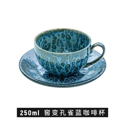 Taza de café pequeña y lujosa flor europea, platillos de vidrio conciso para el hogar, taza de café de cerámica, té negro, 250ml: A-1PC