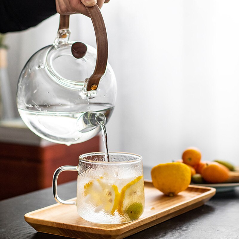 Heat Resistant Glass Coffee Mug with Lid and Spoon Office Silver Inlay Plum Blossom Teacup Transparent Hammer Pattern Milk Cup