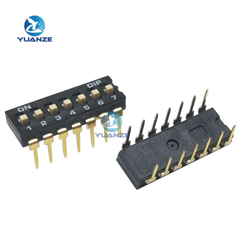 10pcs/lot Slide Type SMT SMD Dip Switch, 2.54mm Pitch 2 Row 4 Pin 2 Position / 8 pin 4 Position / 16 pin 8 Position: Yellow