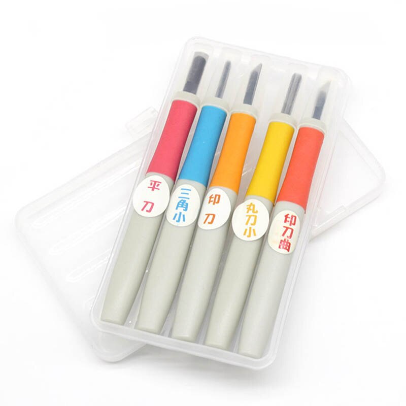 5 PCS/SET Premium Steel Cutter Set Rubber Stamp Engraving Woodworking Carving DIY Art Tools Engraving Accessories