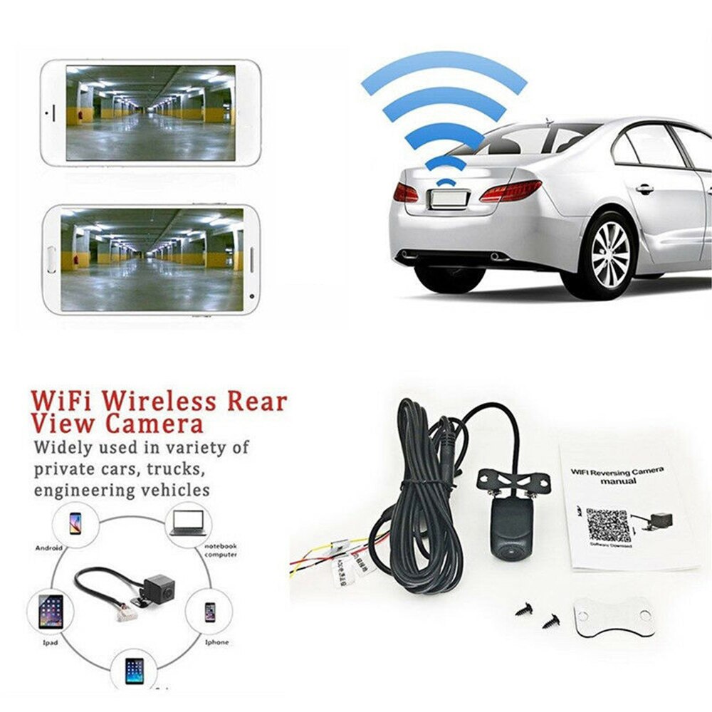 Trådløst backup kamera usb kabel hd wifi bakkamera til bil, køretøjer, wifi backup kamera lcd trådløs reverseringsmonitor