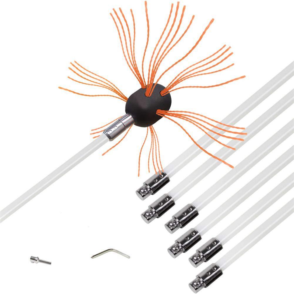 6/12M Nylon Rod Rotary Chimney Cleaning Kit Indoor Chimney Cleaning Brush And Rod Kit For Clean The Fireplace Flue