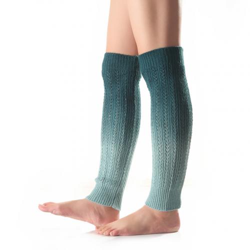 Gradient Knee High Women Boot Socks Winter Knitted Footless Leg Sleeve Warmer: Light Blue