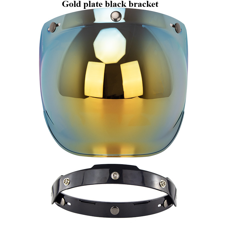 Motorhelm Retro Helm Halve Helm Bubble Spiegel Drie Knop Veiligheid Winddichte Lens met Beugel Set Visera Accessoires: green