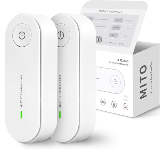 Xiaomi mijia repelente de insetos ultra-sônico repelente de mosquito eletrônico ratos aranha barata inseticida controle de pragas 2 pacote: Eu Plug / 2 Pack White