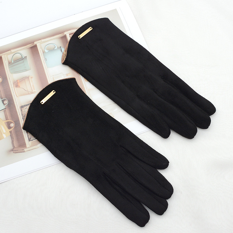 Guantes sencillos y finos para mujer, manoplas de otoño e invierno para mantener el calor con pantalla táctil, tela de ante a prueba de viento: Verde