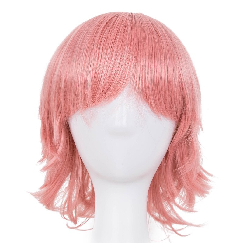 Krótka fioletowa peruka fei-pokazać syntetyczne włókno termoodporne falowane włosy damskie kostiumy damskie kreskówka rola Cos-bawić się kobieta treska: Różowy