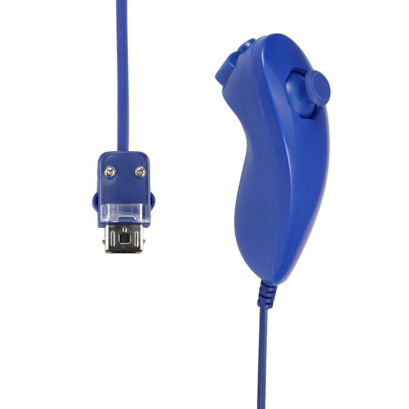 Built In Motion Plus Wireless Remote Nunchuck Controller With Wrist Strap Silicone Case For Nintendo For Nintendo Wii /Wii U: bend deep blue