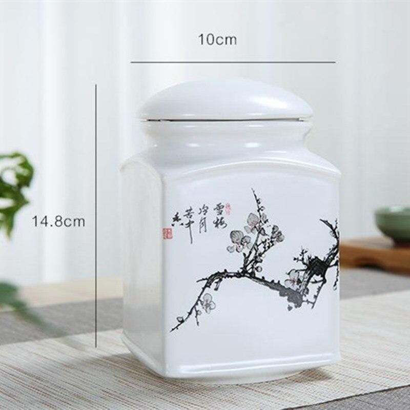 Orkidé bambus print te æske arrangør tør frugt opbevaring krukker kaffe sukker beholder dåser keramisk te krukke beholder 10*14.8cm