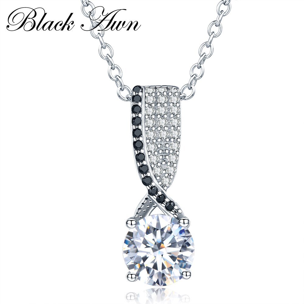 [BLACK AWN] 925 Sterling Silver Fine Jewelry Sets Trendy Engagement Sets Ring+Necklace for Women PR013