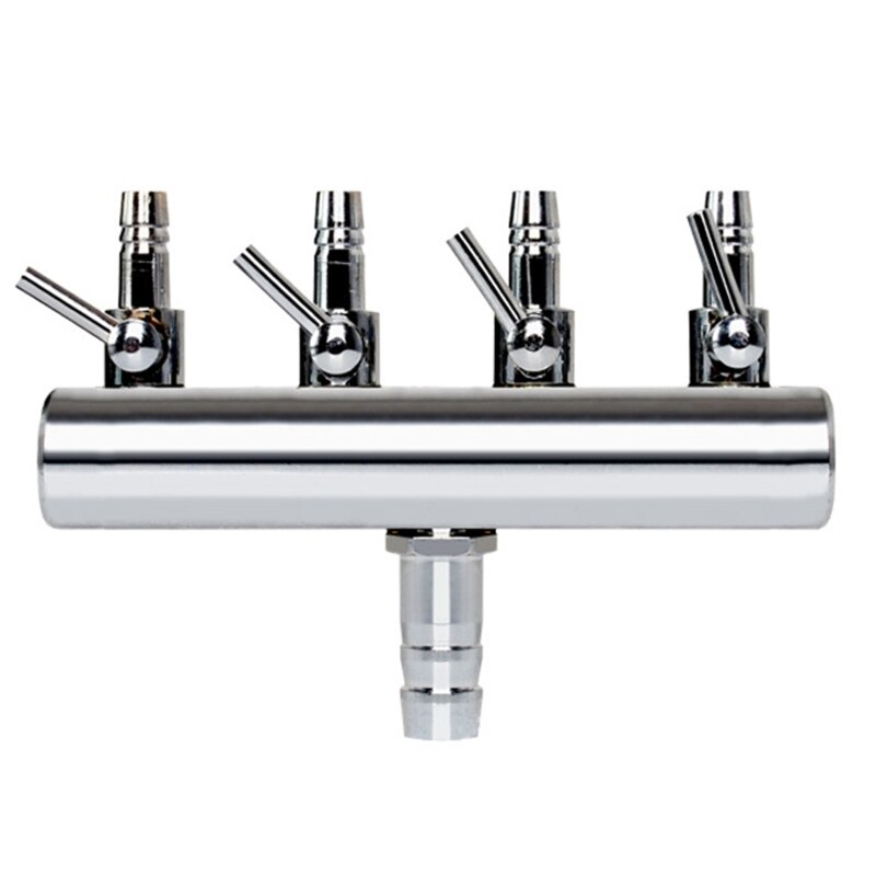 Aquarium Air Flow Splitter Fish Tank Air Control Valve Stainless Steel Aquarium Fish Tank Splitter Lever Control Valve: 4 heads