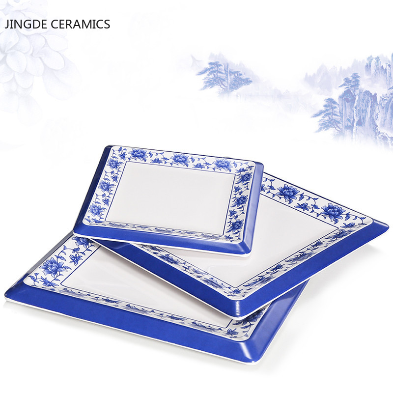 Food Grade Plastic Bone Plate Is Not Easy To Break Square Retro Classic Plate Restaurant Kitchen Dish