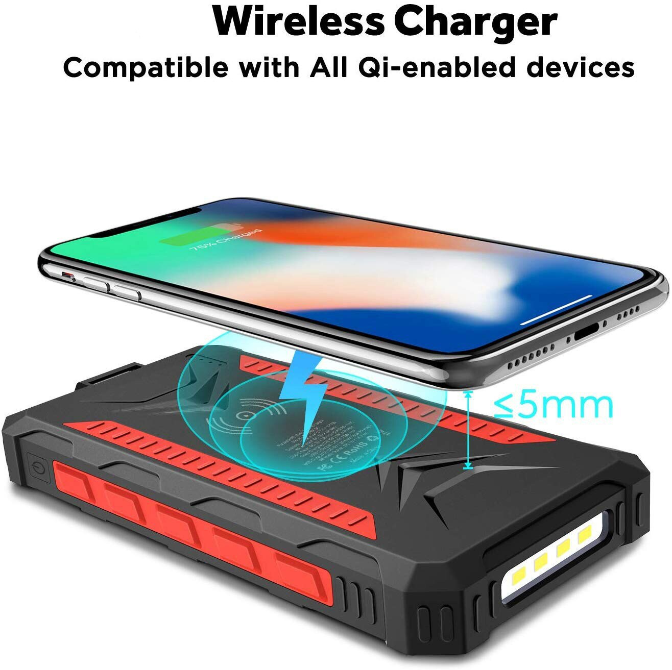45000mah Qi bezprzewodowy Bank energii słonecznej przenośna ładowarka zewnętrzna szybkie ładowanie PoverBank doprowadziło zewnętrzna bateria robić Iphone Samsung