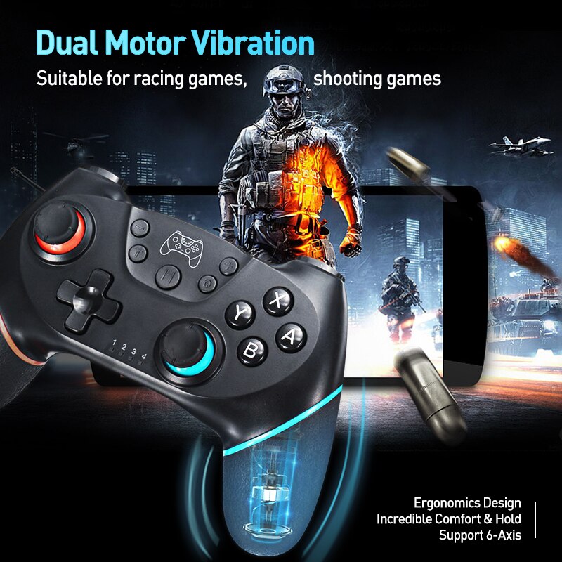 Bluetooth bezprzewodowe sterowanie USB dla Nintendo przełącznik sterowanie Gamepad Joystick Pad do grania PC Command Mando Pro wyzwalacz gier