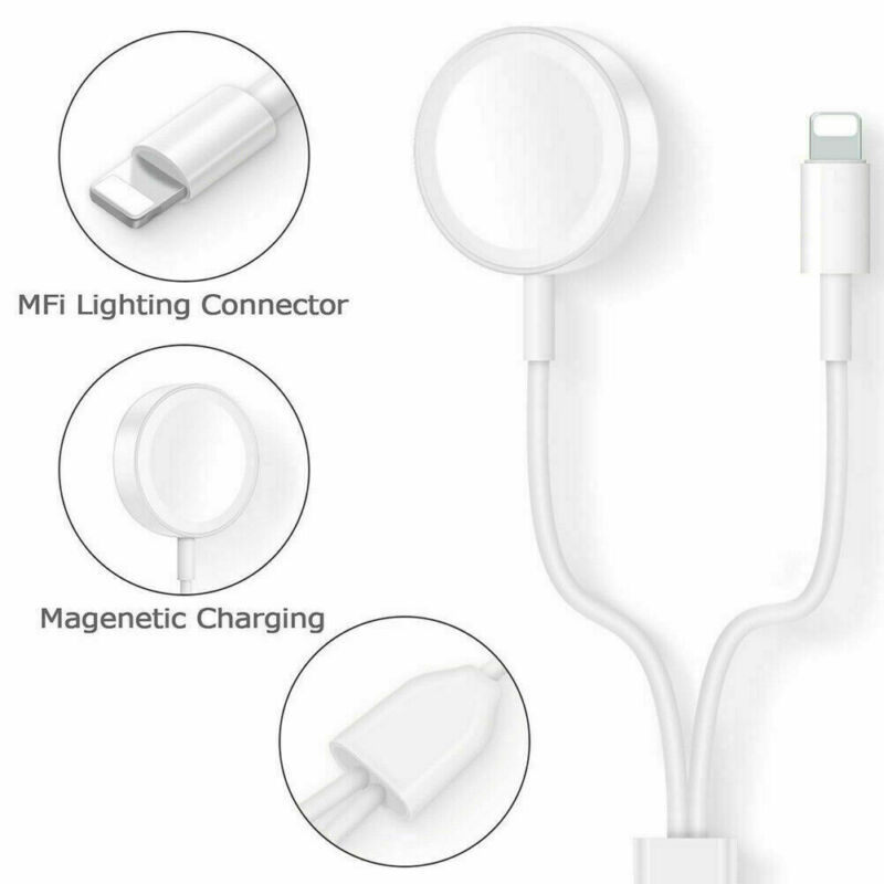 2 In 1 Magnetic Wireless Charger for Apple Watch Series 5 4 3 2 USB Charging Cable 1.2M for IPhone 11 Pro Max XS XR X 8 7 6 Plus