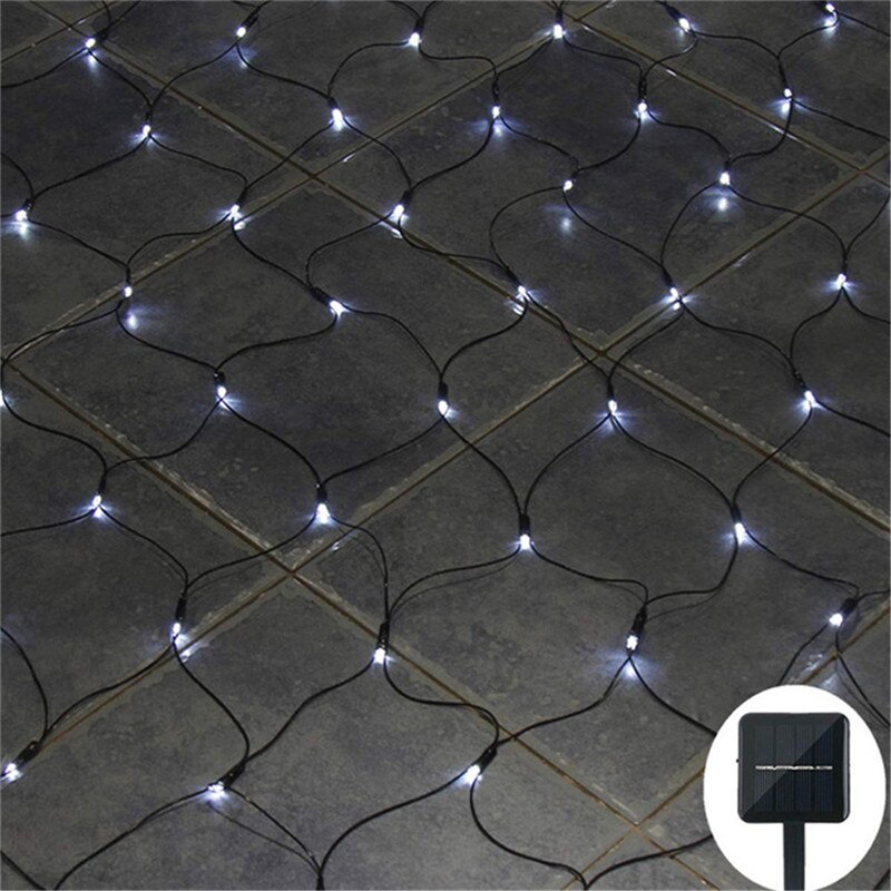 Solcelledrevet ledet nett netting lysstreng 1.1 x 1.1m 2 x 3m utendørs hage eventyr lys vindu jul bryllup dekorasjon krans: Hvit / 2 mx 3m 204 ledet