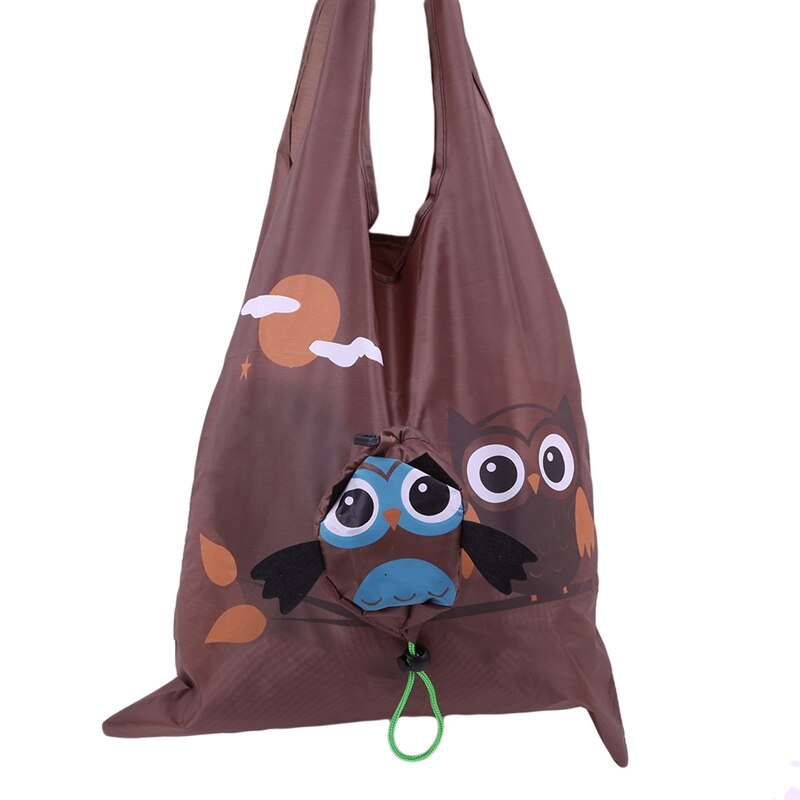 Cartoon boodschappentas schattige uil opvouwbare herbruikbare organizer voor buiten supermarkt boodschappen draagbare opbergtas met grote capaciteit