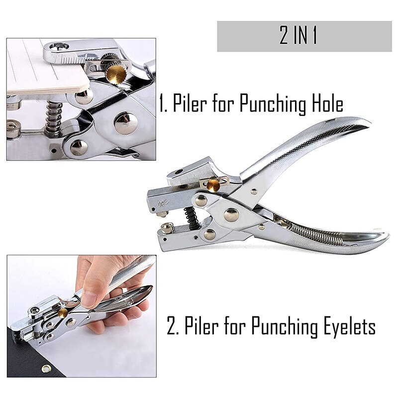 Eyelet Hole Punch Pliers Punch Pliers Set with 100 Eyelets Eyelets and Hole Punch Kit for Leather, Belt, Shoe,