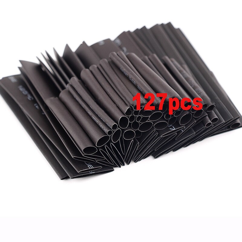 127 Pcs Black Electrical Cable Tube kits Tubing Wrap Sleeve Wire Cable Insulated Sleeving heat shrink tubing Set