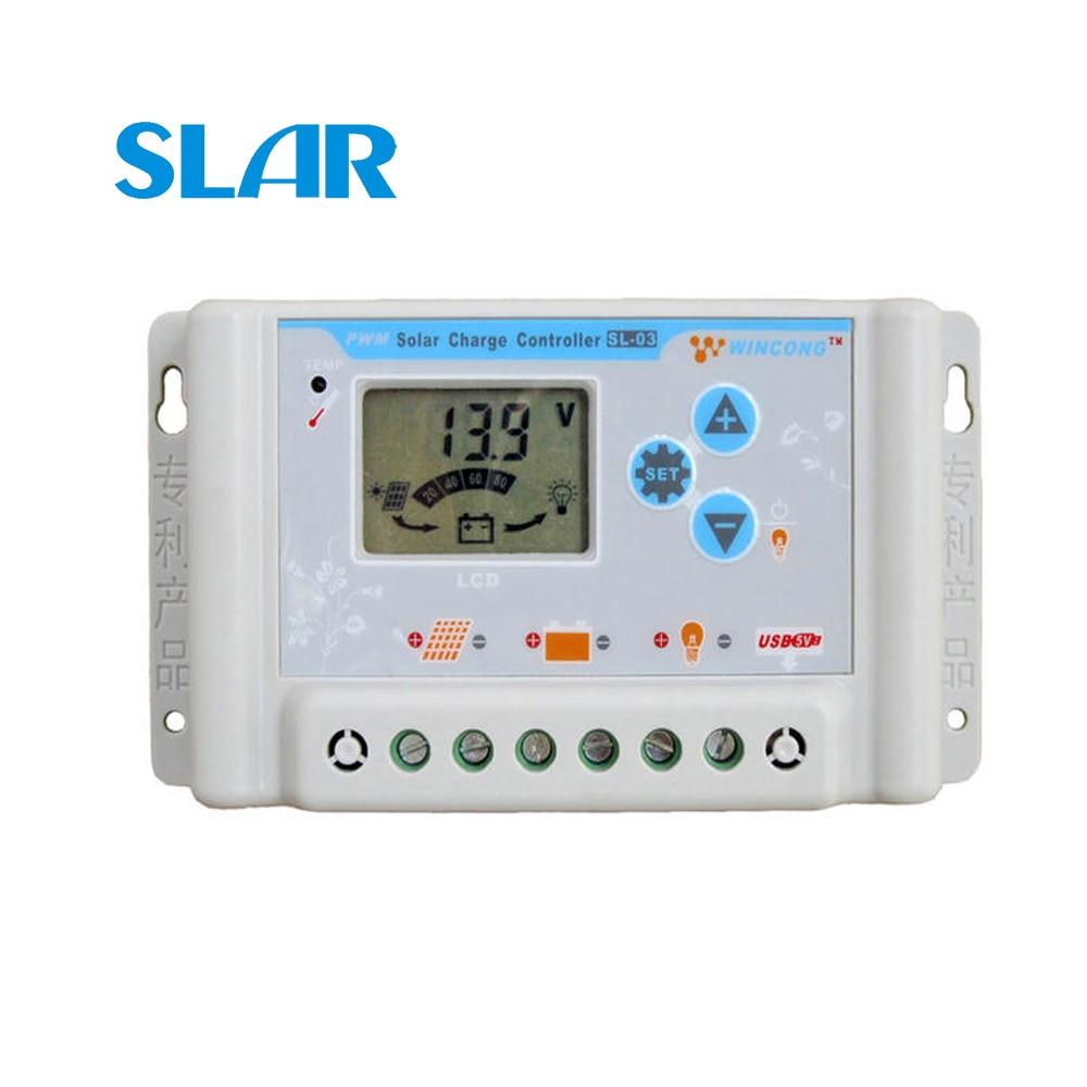 Wincong Solar Charge Controllers 12V 24V 12.8V 25.6V LI LI-ION NI-MH LiFePO4 Battery Regulator SL03-10A SL03-20A SL03-30A