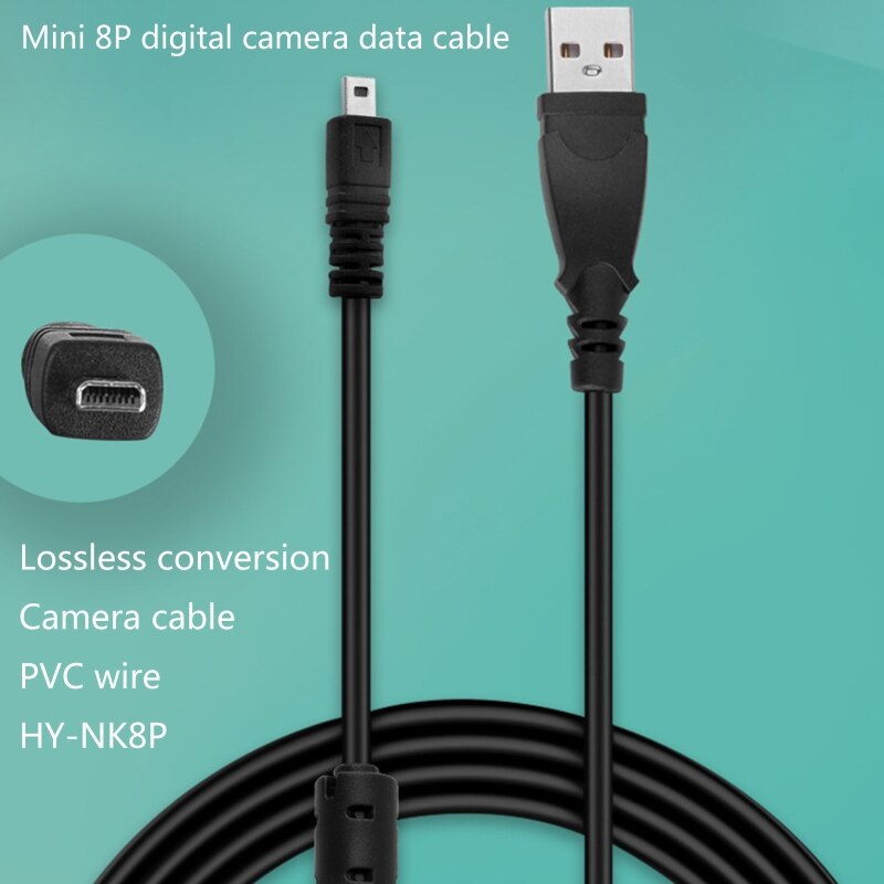 Digtal Camera USB Data Sync Cable 8Pin Charger Cord 1/1.5M Length Charging Cable Pictures Sync Transfer Cord