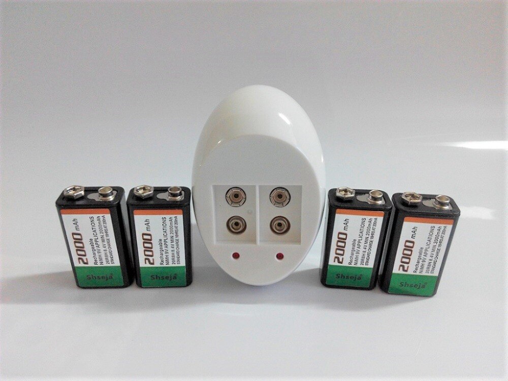 Shsee – batterie Rechargeable NI-MH 9V 6F22 2000mAh, chargeur intelligent 9V à courant élevé,: A