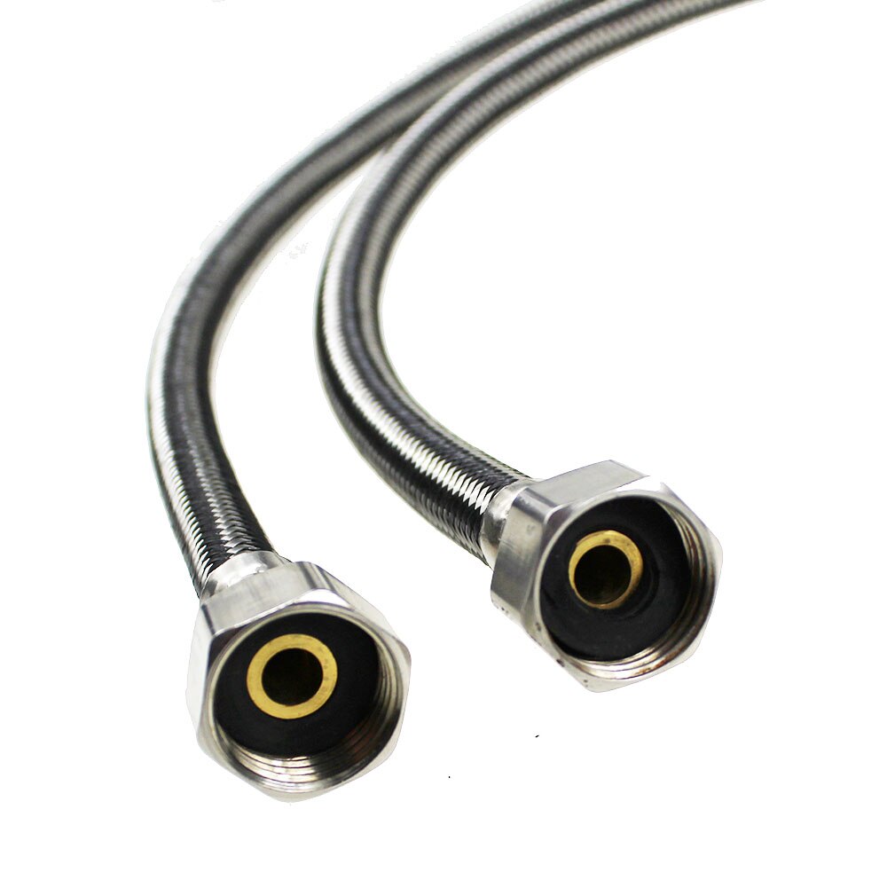 2pcs of G1/2 600mm Stainless Steel Flexible cold mixer Faucet Water supply 4'' pipe Hoses of 60cm