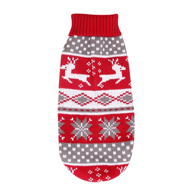 Vinterstrikket hundetøj varm sweater sweater til små store hunde kæledyrstøj frakke strikning hæklet stof 01: Rød / L