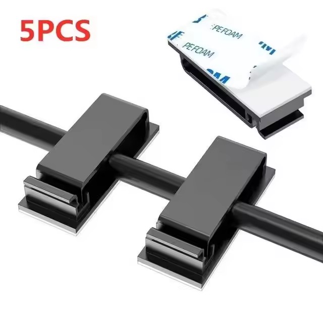 Organizador de cables autoadhesivo, brida para cables, abrazadera para cables, soporte, gestión de abrazaderas, gestión de datos Gps para coche, administrador enrollador de cables decorativo: Marrón