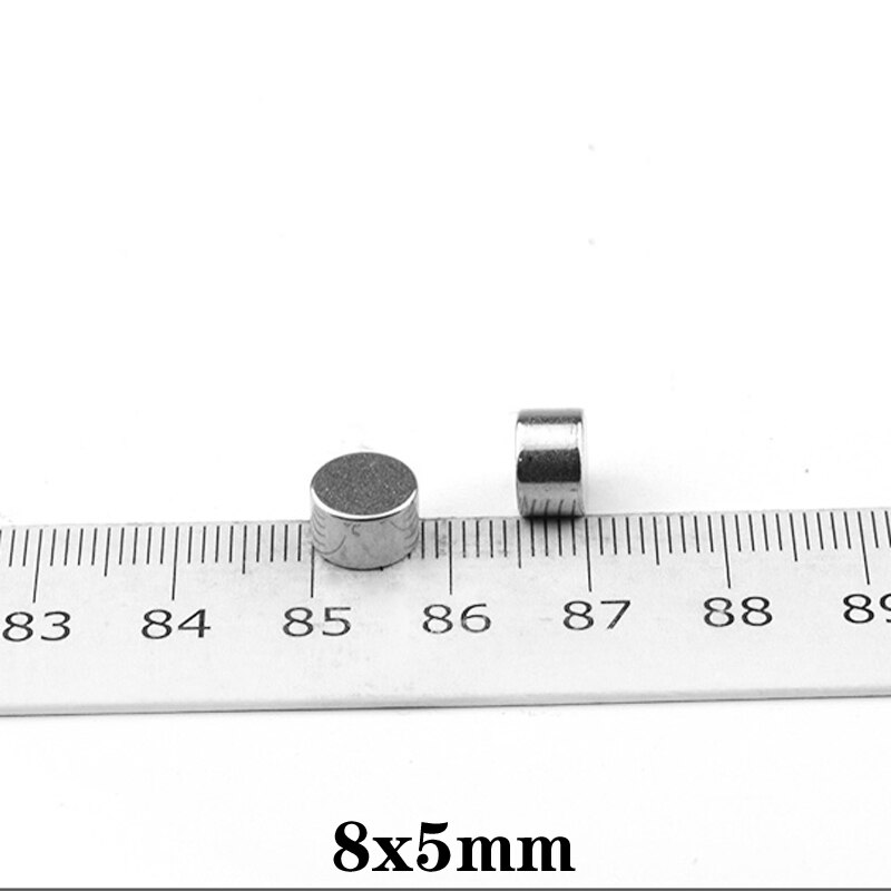 Disco magnético redondo pequeño de neodimio, imán potente permanente NdFeB de 8x5mm, 8x5mm, 10 a 250 unidades, N35