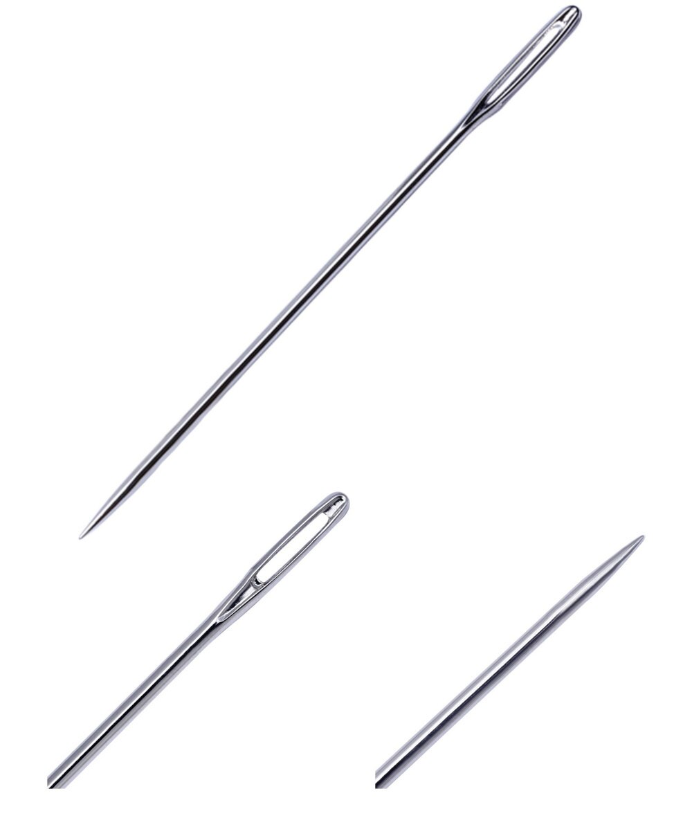Aguja de acero larga de gran tamaño para el hogar, herramientas de costura manual con botella de aguja, agujeros grandes, 175mm, 21 Uds.