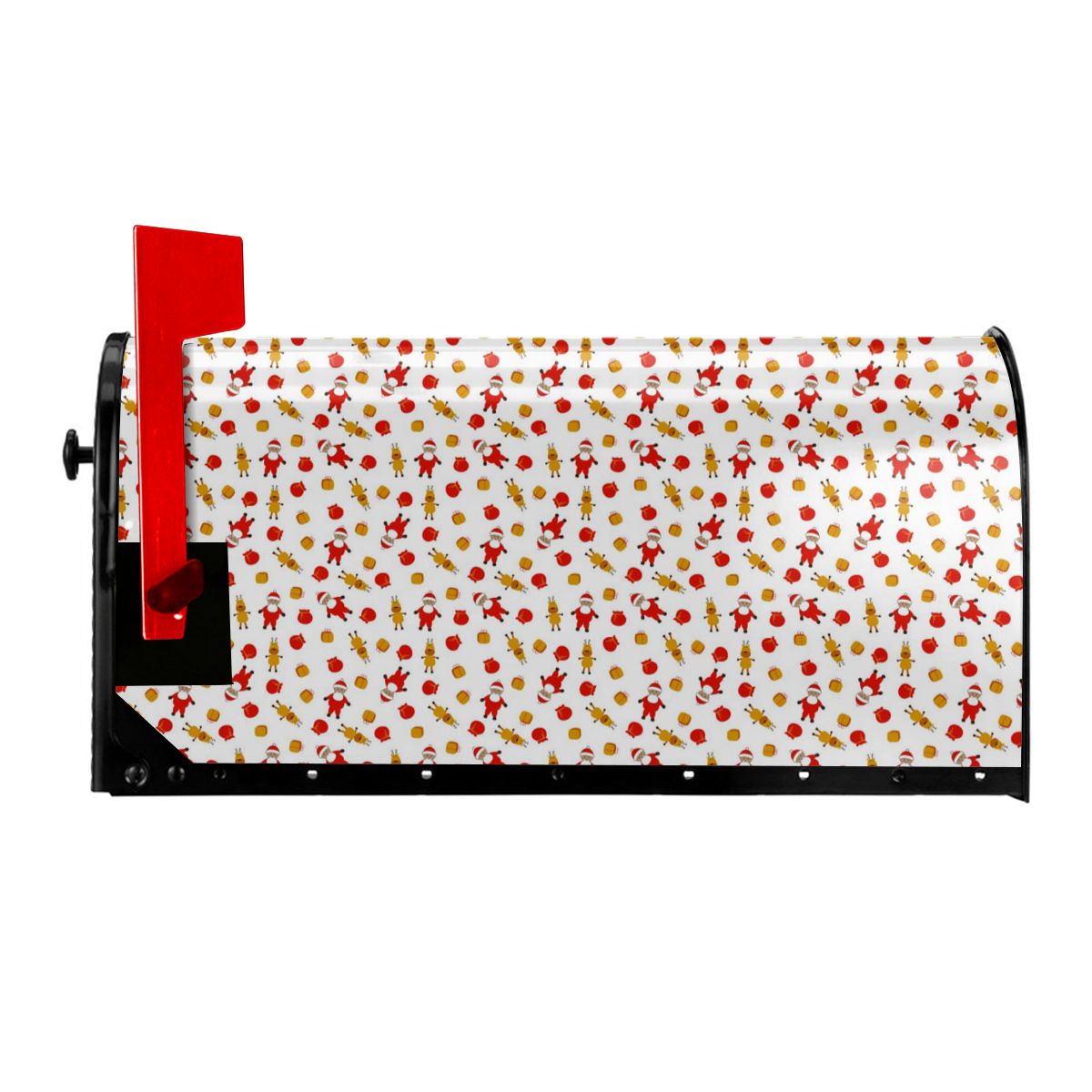 Lots Of Santas Pattern Mailbox Cover Happy Year Mailbox Wraps Magnetic Post Box Cover for Garden Yard: 21x18 in