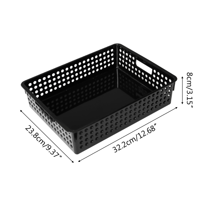 Plastic Storage Basket File Tray Tabletop A4 Document Magazine Organizer with Handles for Home Office Pantry