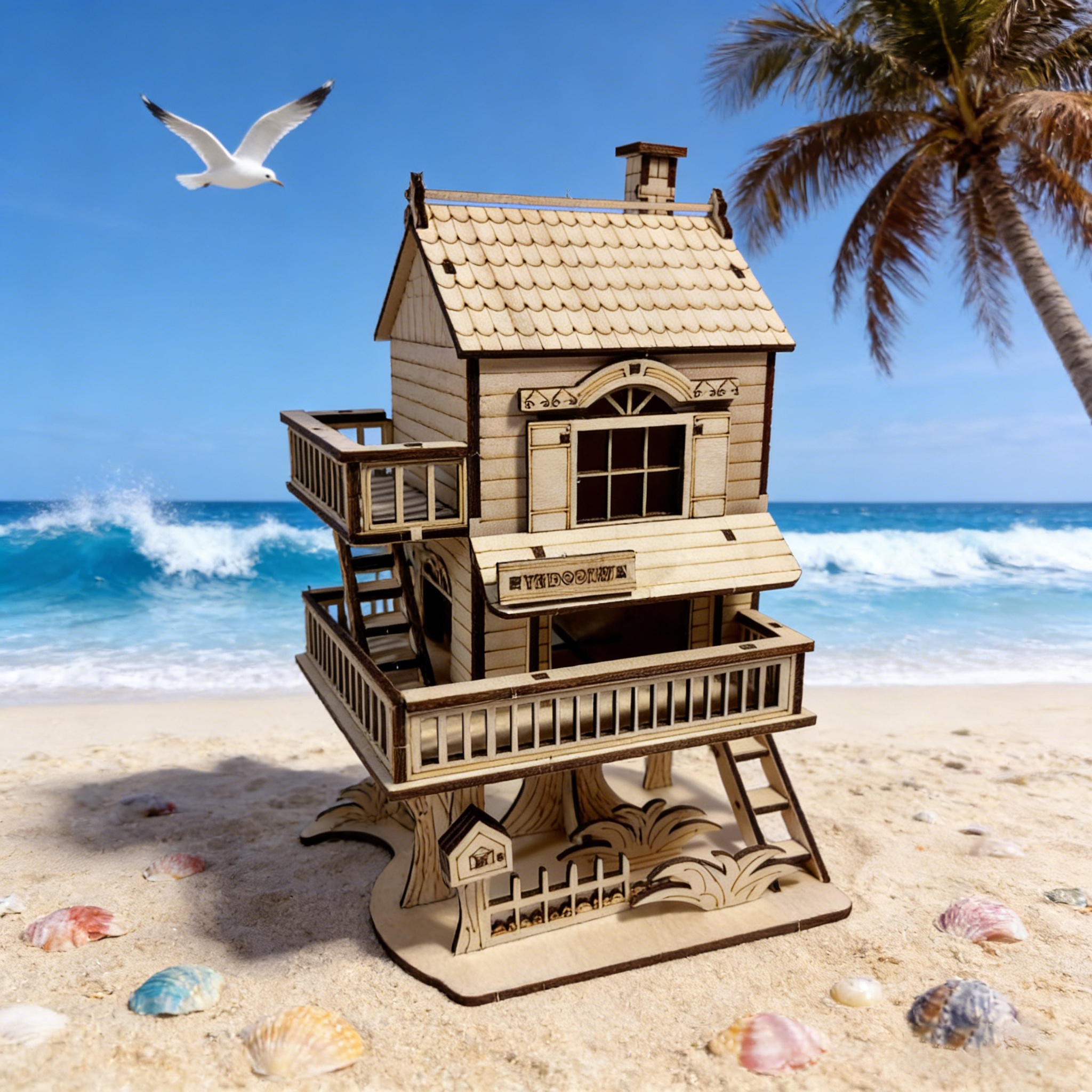 1 Wooden 3D Puzzle Cabin, DIY Wooden Assembly Model, Decor , Perfect for Family Assembly