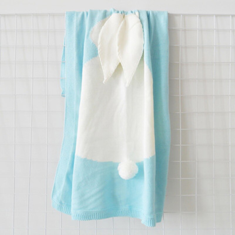 eins Kaninchen Ohr Decke Dreidimensionale Kaninchen Decke freundlicher Gestrickte Decke Strand matt Baby Decke: hell Blau
