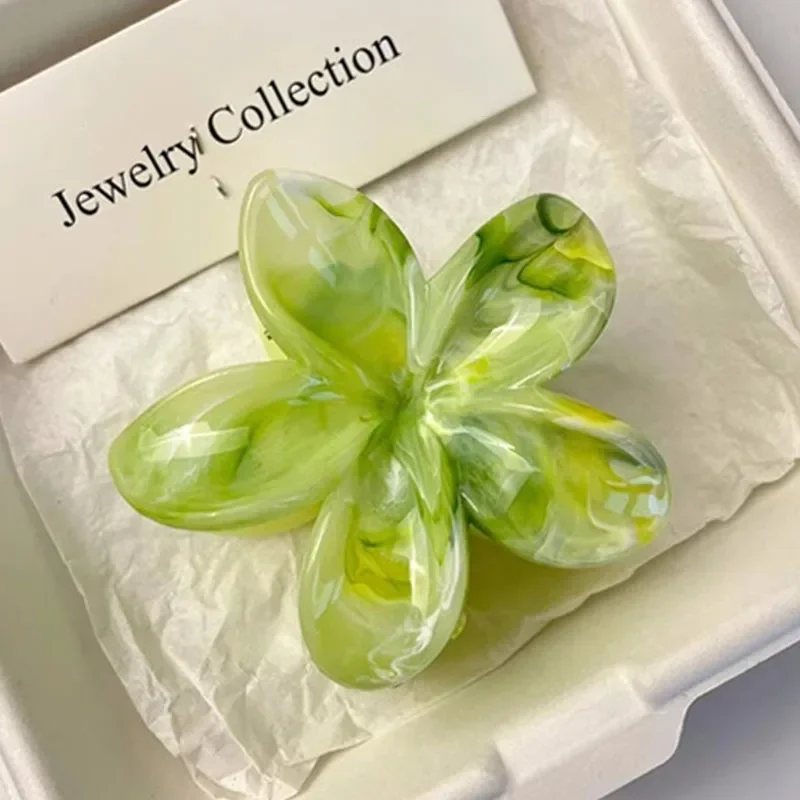 Pinza de pelo de flores acrílicas para mujer, pinzas de pelo con textura de mármol, horquilla de niña a la , accesorios coreanos para el cabello, tocado: Gris