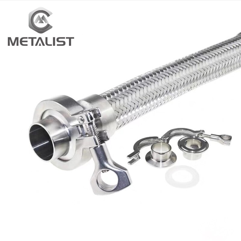 METALIST-virola sanitaria de acero inoxidable, tubo de carrete Flexible de 25mm OD SS304, ajuste de 1,5 pulgadas, abrazadera triple para fermentación casera