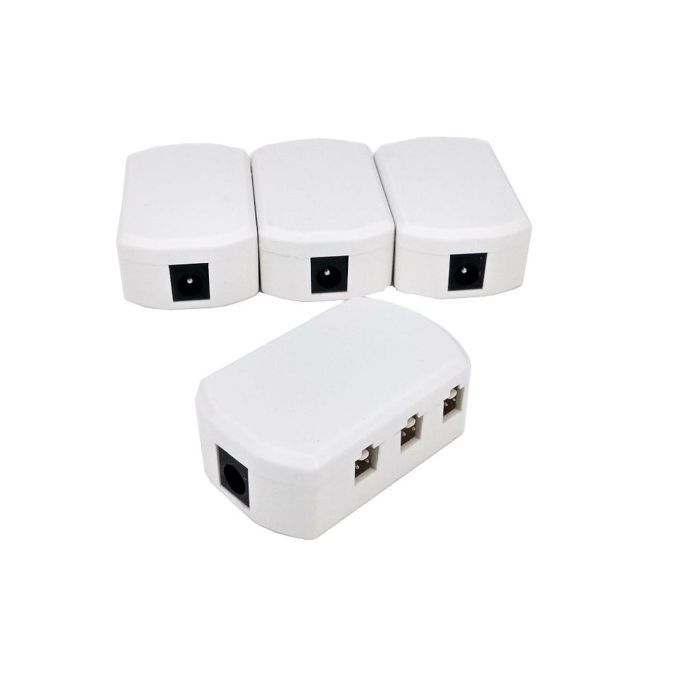 4 Pack 2510 [6 Port] Male Plug LED Cabinet Light Hub Splitter Adapter Junction Box ST327