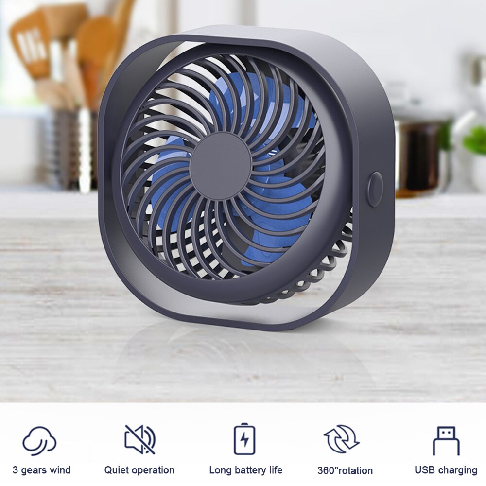 Draagbare Cooling Usb Desktop Fan 3 Speed Persoonlijke Met 360 Rotatie Verstelbare Hoek Voor Kantoor Huishoudelijke Reizen