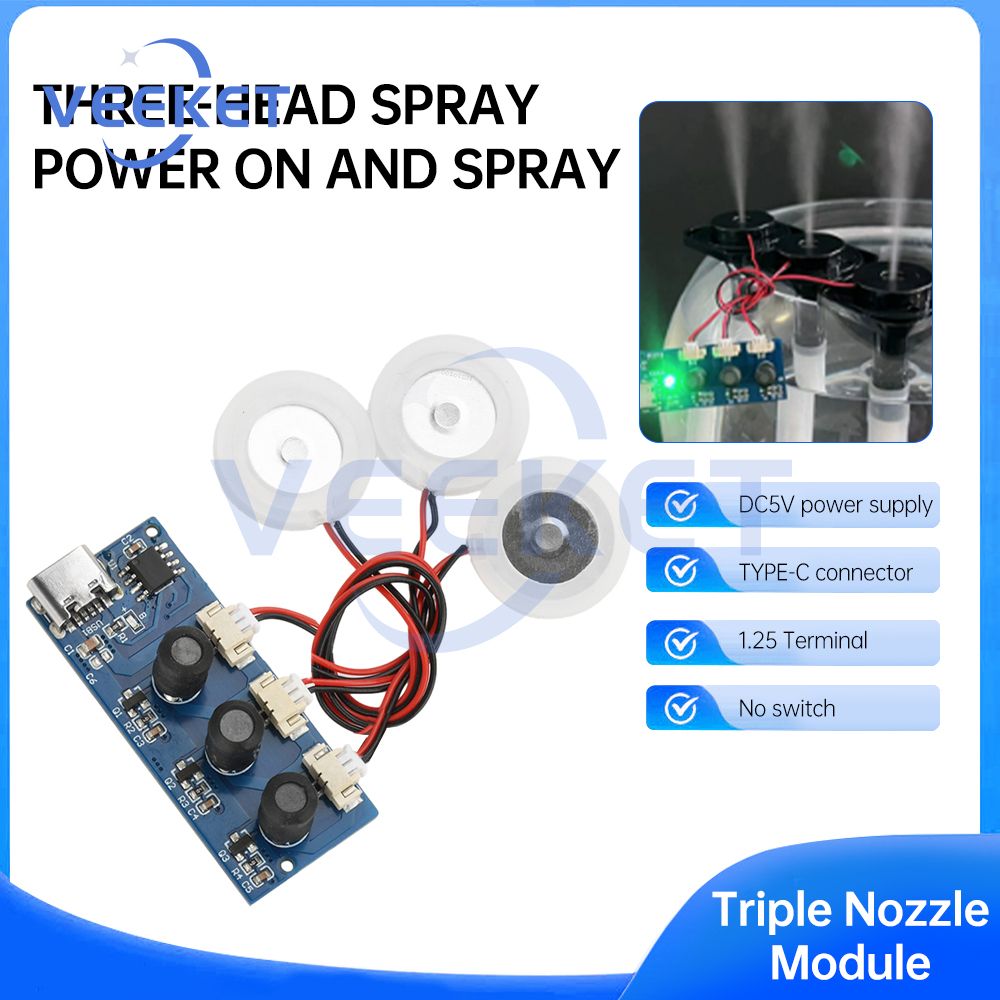 DC 5V Mini Humidifier Modulle Dual Spray Three Spray Ultrasonic Atomizer Humidifier Module Mist Maker and Driver Circuit Board