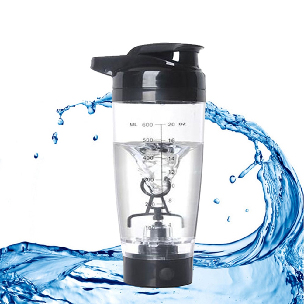 Protein Shaker Bottle Mixer Blender Battery Operated Portable Stirring Blender Cup 600ml (Black/Blue/Rosy/White/Green)