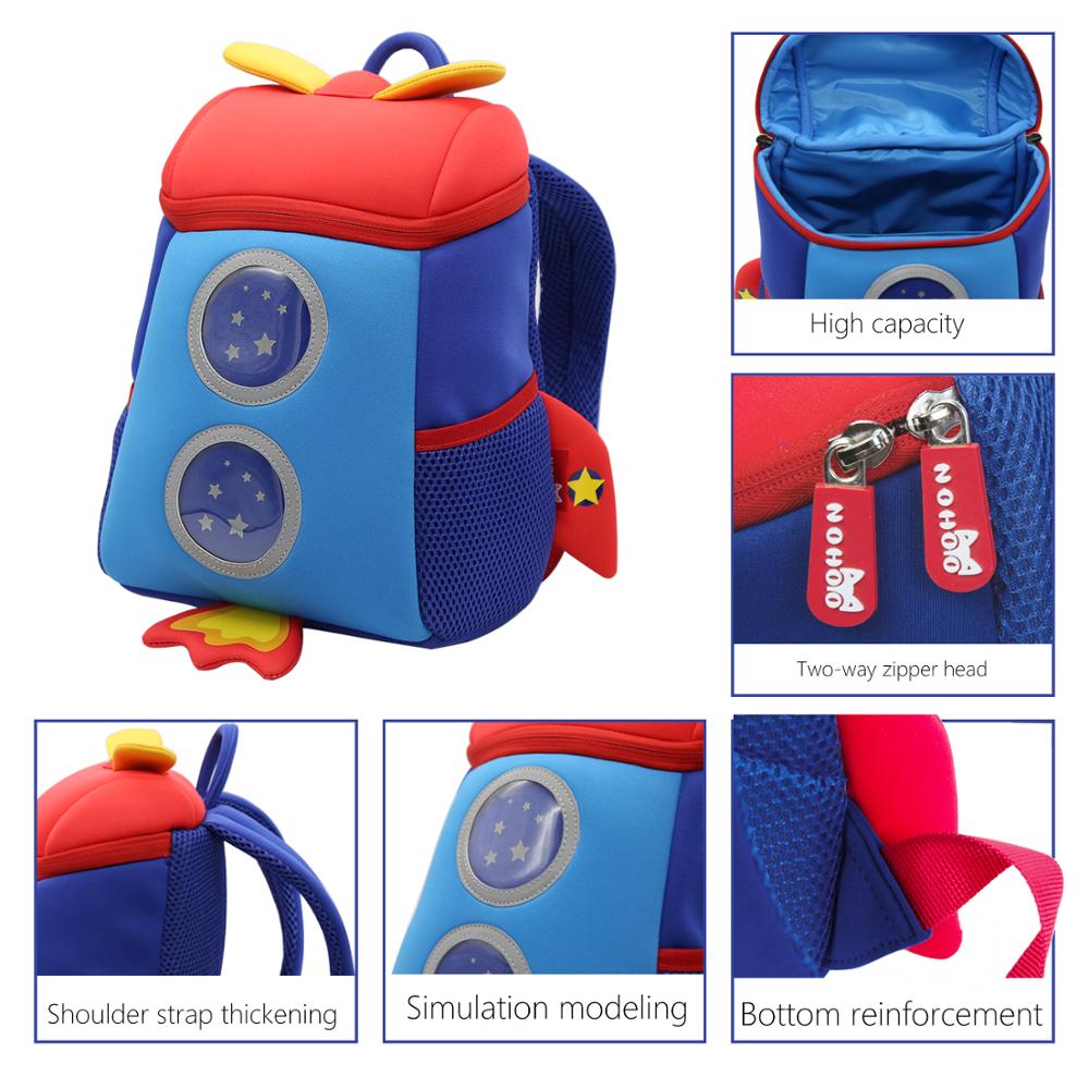 Mochila para niños Anti-Pérdida 3D Cohete De Dibujos Animados, bolsas escolares para niños y niñas, bolsa de neopreno para niños pequeños, bolsa de guardería, cápsula espacial