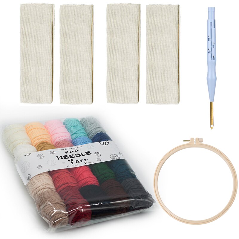 20 kleuren DIY Punch Naald Borduren Garen Zachte Melk Katoenen Garen Punch Naald Tool Set Baby Wol Garen voor Breien: Yarn Set